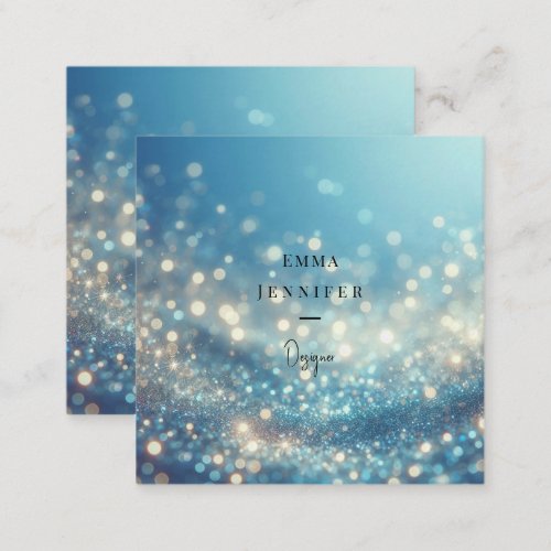 Blue Ocean Subtle gentle glitter background Square Business Card