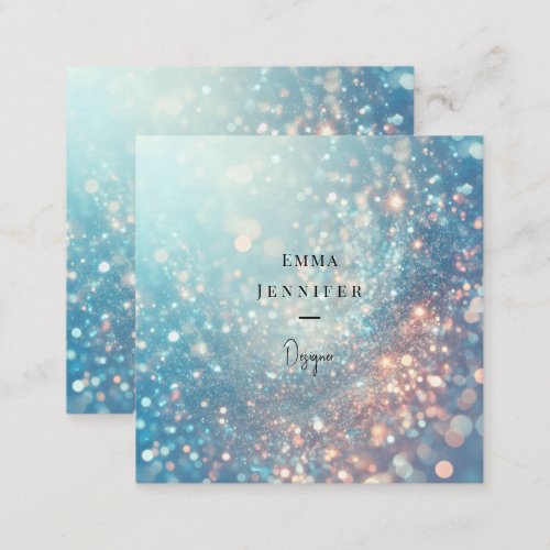 Blue Ocean Subtle gentle glitter background Square Business Card