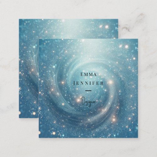 Blue Ocean Subtle gentle glitter background Square Business Card