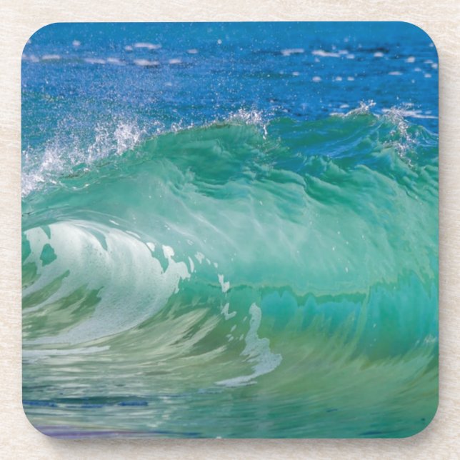 Blue Ocean Summer Beach Waves Beverage Coaster (Front)