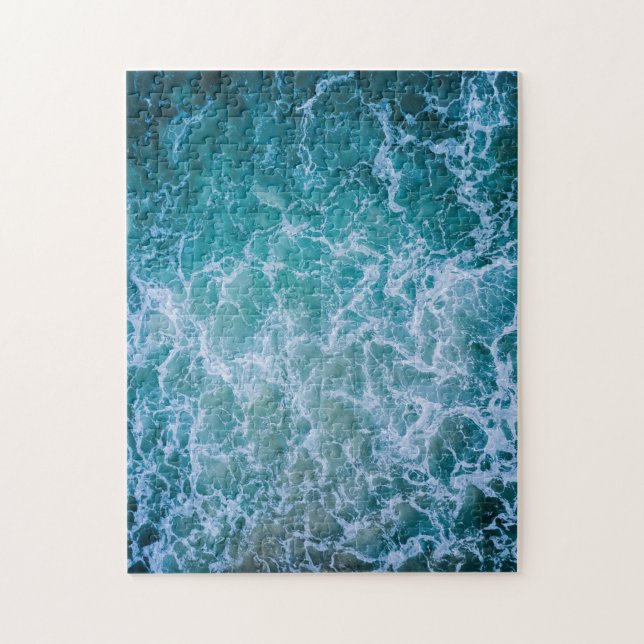 Blue ocean summer beach waves challenging jigsaw puzzle (Vertical)