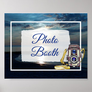 Blue Ocean Sunsetl Photo Booth Wedding Sign Poster