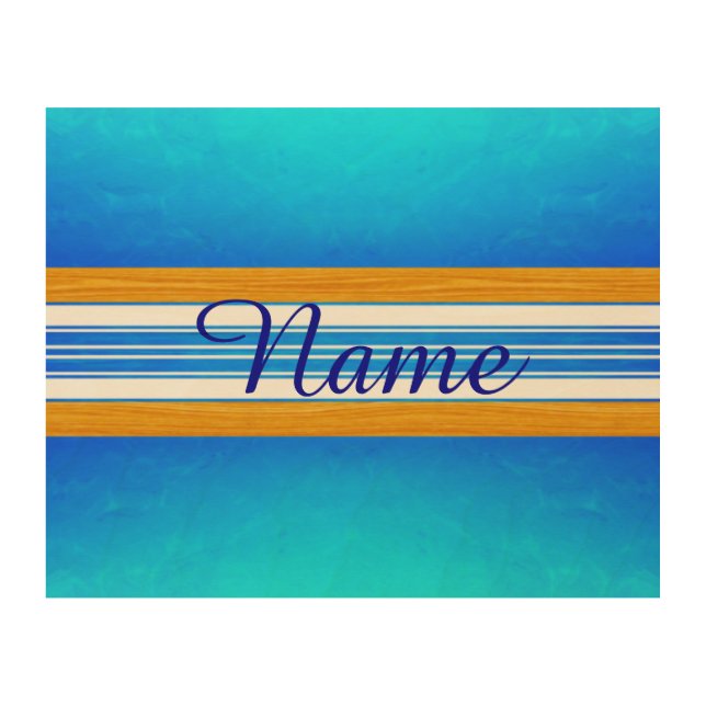 Blue Ocean Surfboard Wood Wall Decor (Front)