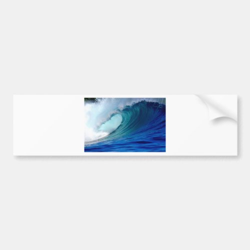 Blue ocean surfing wave bumper sticker