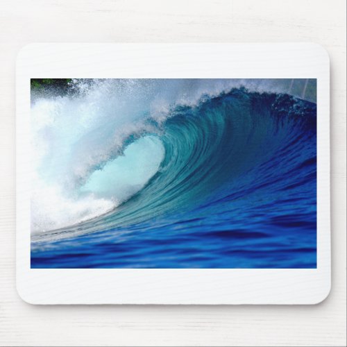 Blue ocean surfing wave mouse pad