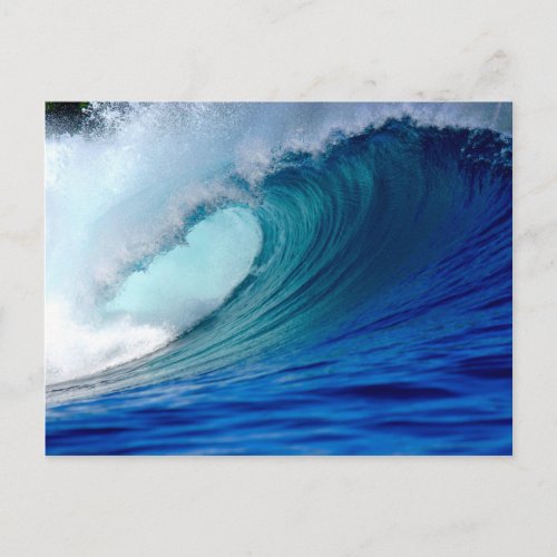 Blue ocean surfing wave postcard