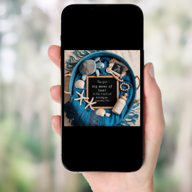 Blue Ocean-Themed Pregnancy Announcement (Front Digital)