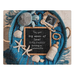 Blue Ocean-Themed Pregnancy Announcement Jigsaw Puzzle