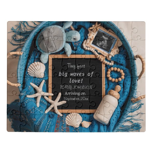 Blue Ocean-Themed Pregnancy Announcement Jigsaw Puzzle (Puzzle Horizontal)