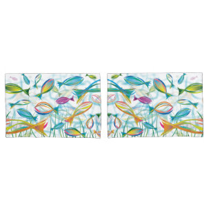 Blue Ocean Tropical Fish Swimming Pillow Case