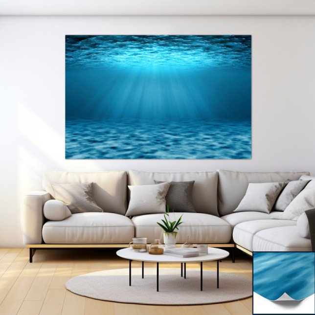 Blue Ocean Underwater Scene with Sunlight Rays Poster (Creator Uploaded)