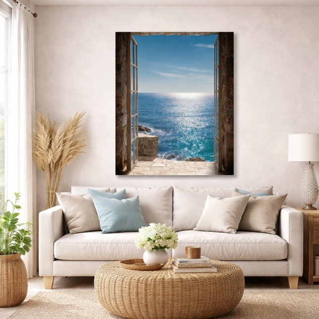 Blue Ocean View Open Window Trompe L'Oeil  Foam Board (Creator Uploaded)