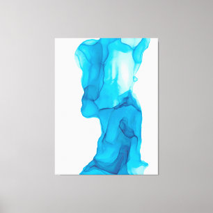 Blue Ocean Water Abstract 4322 Modern Alcohol Ink Canvas Print