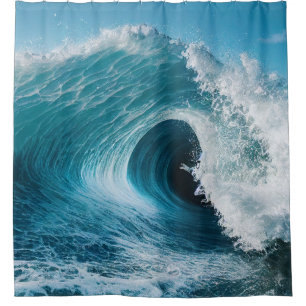 Blue Ocean Water Big Wave Surf Surfing Beach  Shower Curtain