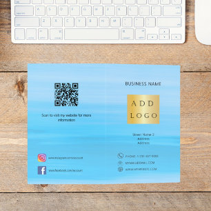 Blue ocean water photo logo QR code business Brochure