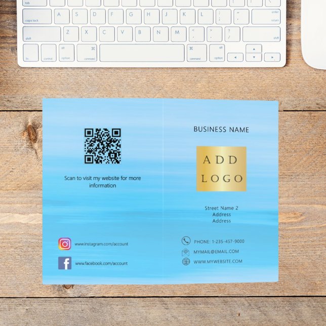 Blue ocean water photo logo QR code business Brochure (Creator Uploaded)