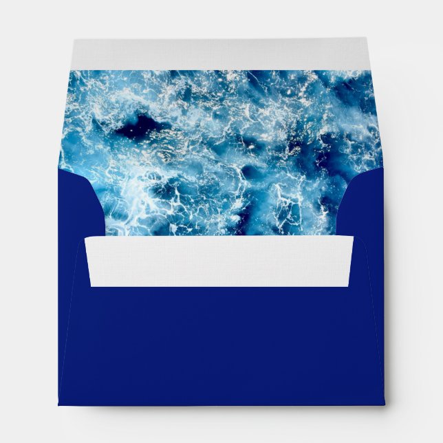 Blue Ocean Water Wedding Card Envelope (Back (Bottom))