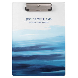 Blue Ocean Watercolor Abstract Sea Monogram Clipboard