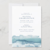 Blue Ocean Watercolor Bridal Shower Invitation (Front)