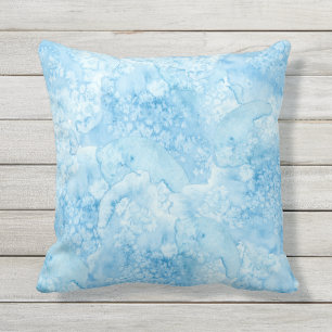 Blue Ocean Watercolor Outdoor Pillow