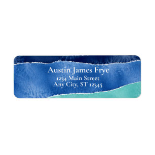 Blue Ocean Watercolor Personalized Return Address Label