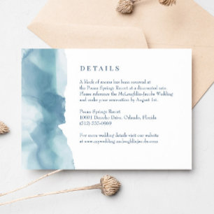 Blue Ocean Watercolor Wedding Details Card