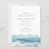 Blue Ocean Watercolor Wedding Invitation (Front)