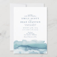 Blue Ocean Watercolor Wedding Invitation