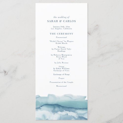 Blue Ocean Watercolor Wedding Program
