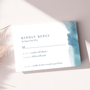 Blue Ocean Watercolor Wedding RSVP Card