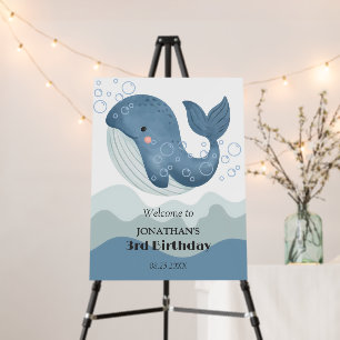 Blue Ocean Wave Bubble Whale Kids Birthday Foam Board
