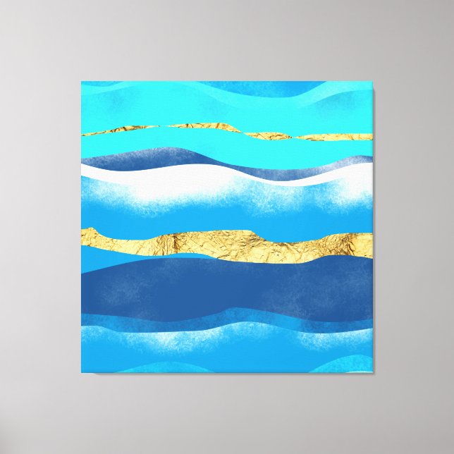 Blue Ocean Wave Contemporary Family Decor Nautical (Front)