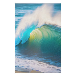 Blue Ocean Wave Crest Beach Landscape Seascape  Faux Canvas Print