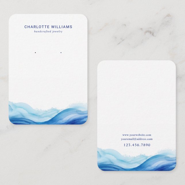 Blue Ocean Wave Jewelry Display Card (Front/Back)