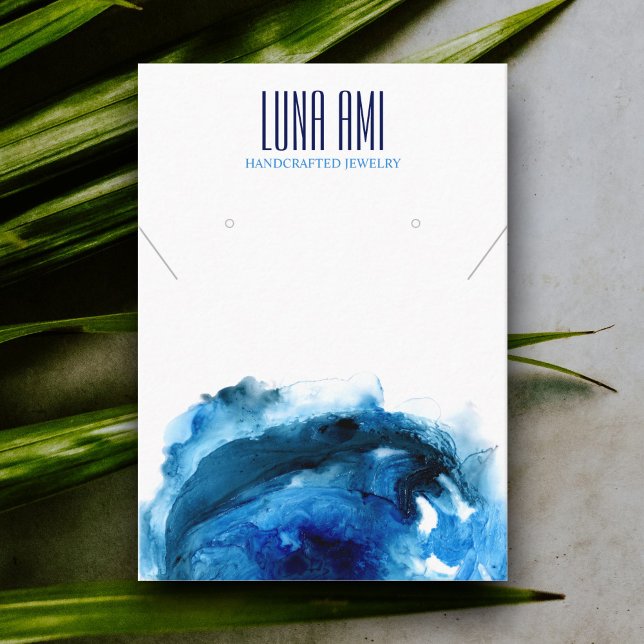 Blue Ocean Wave Jewelry Necklace Earring Display Business Card (Creator Uploaded)