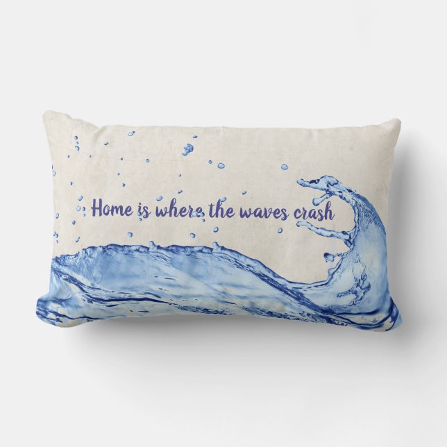 blue ocean wave splash lumbar pillow (Front)