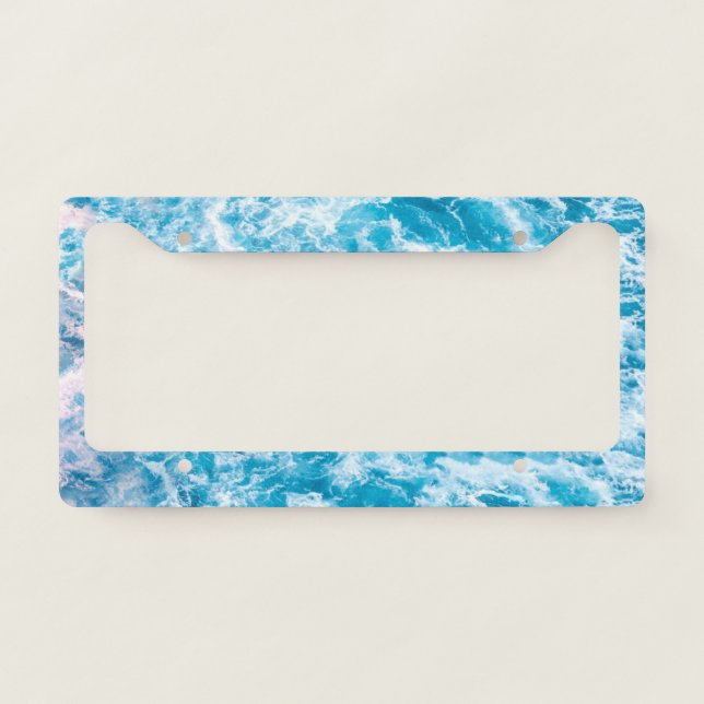 Blue Ocean Wave Texture License Plate Frame (Front)