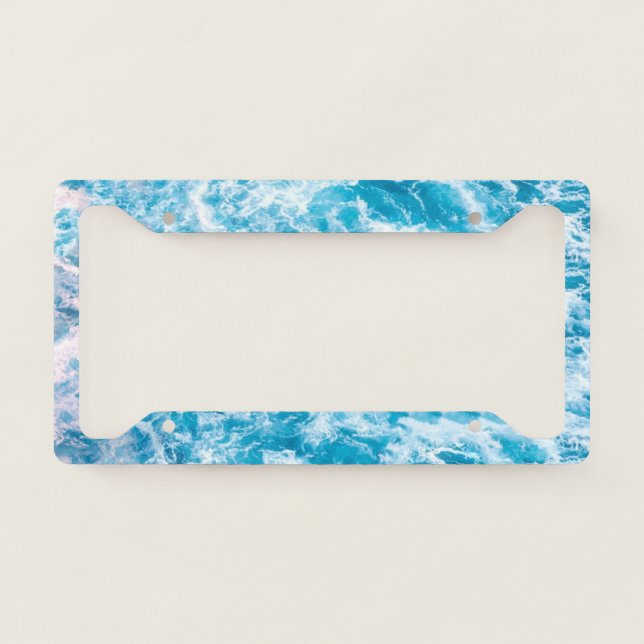 Blue Ocean Wave Texture License Plate Frame (Front)