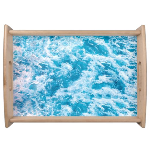 Blue Ocean Wave Texture Serving Tray