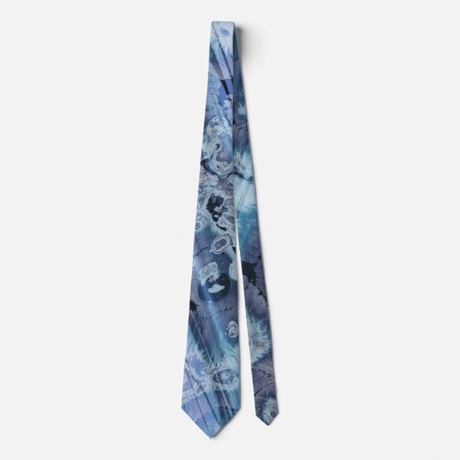 Blue ocean wave textures neck tie (Front)
