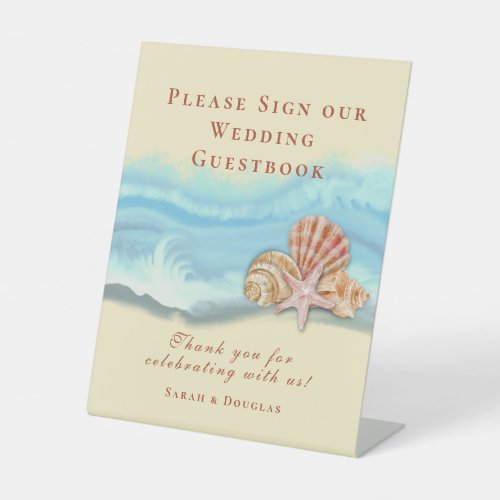 Blue Ocean Wave Wedding Guestbook Table Sign