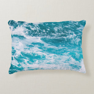 Blue Ocean Waves Accent Pillow