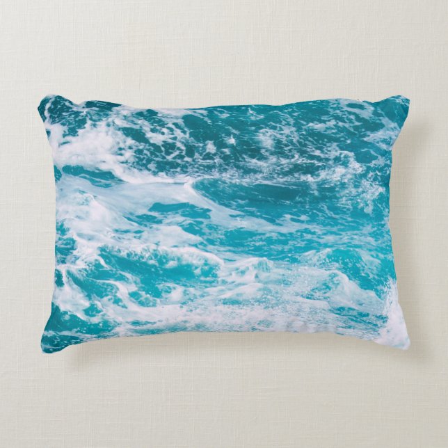 Blue Ocean Waves Accent Pillow (Front)