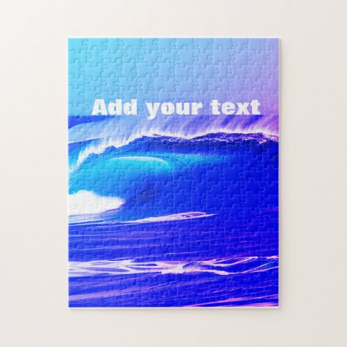 Blue ocean waves add your text pink water ai art jigsaw puzzle
