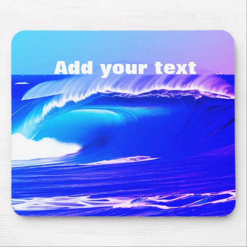 Blue ocean waves add your text pink water ai art mouse pad