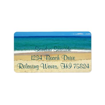 Blue Ocean Waves and a Sandy Beach Address Labels Blue Ocean Waves and a Sandy Beach Address Labels