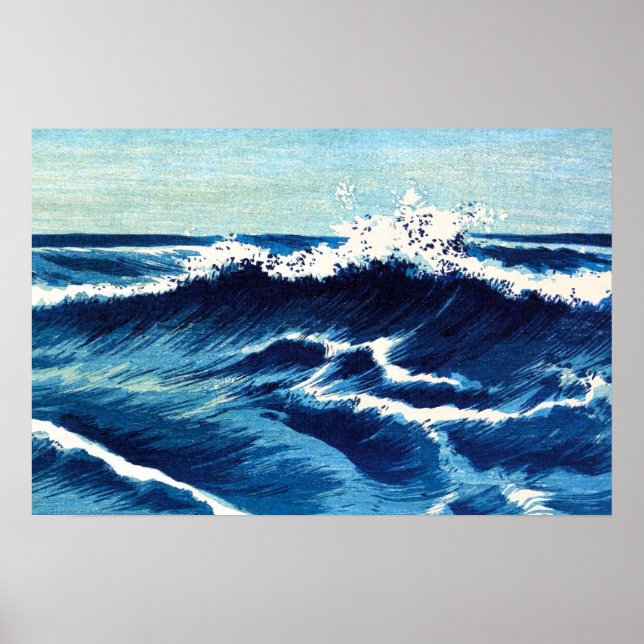 Blue Ocean Waves Art Poster (Front)