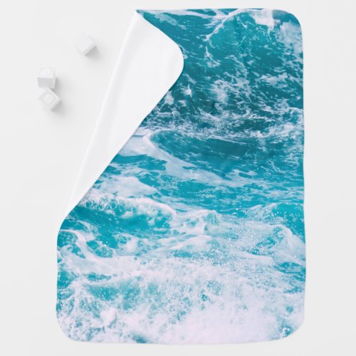 Blue Ocean Waves Baby Blanket