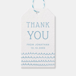 Blue Ocean Waves Baby or Kids Birthday Thank You Gift Tags