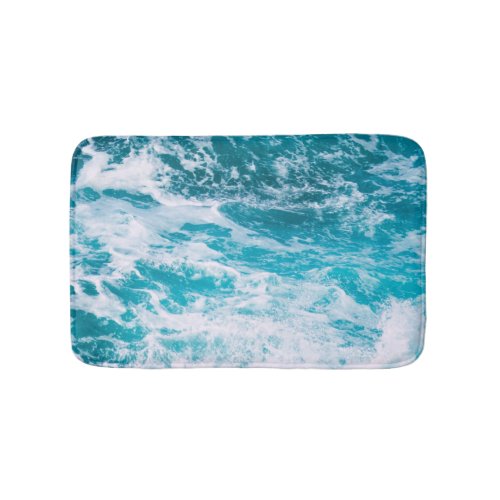Blue Ocean Waves Bath Mat